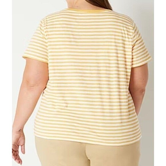 NWT Women's a.n.a. Short Sleeve V-Neck Tee Size 2X Fire Stripe - Picture 3 of 5